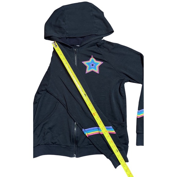 Lauren Moshi Black Rainbow Star Zip Hoodie Sweatshirt M - Picture 7 of 14